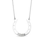 Custom horseshoe name necklace for equestrian hearts