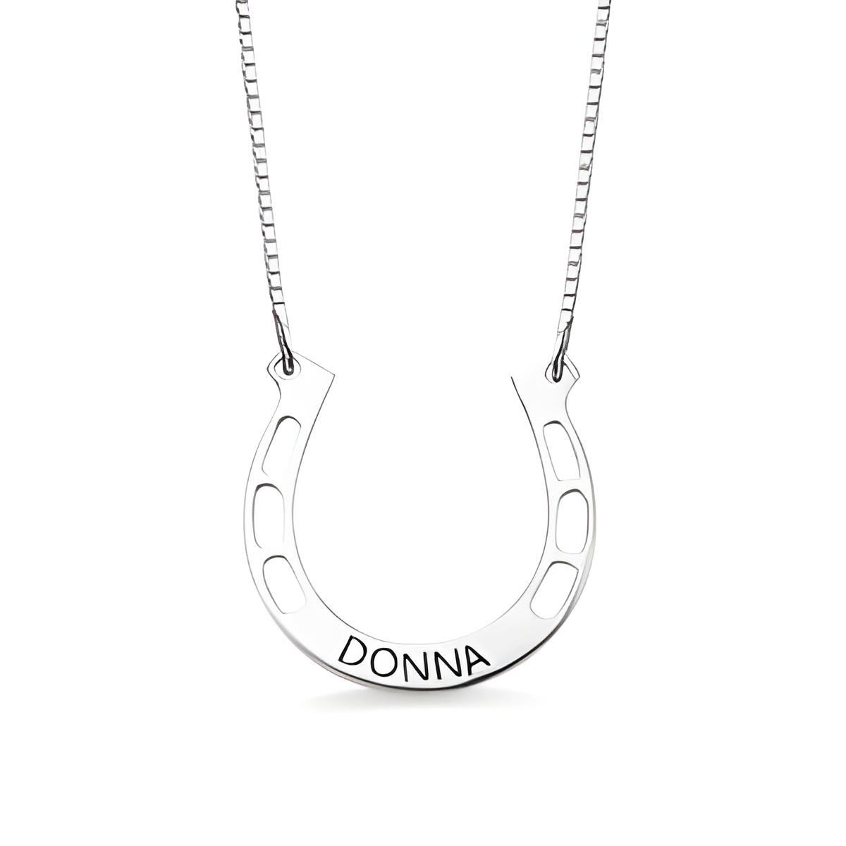 Custom horseshoe name necklace for equestrian hearts
