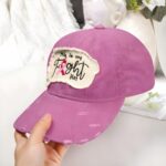 Embrace Courage – Distressed Breast Cancer Awareness Baseball Cap – For Warriors Facing the Fight - Image 2