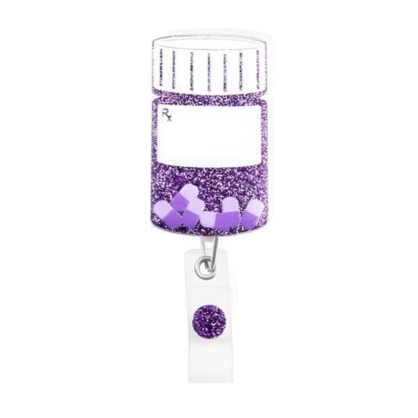Custom pill bottle badge reel for healthcare heroes