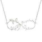 Infinity birthflower necklace with names for cherished women