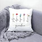 Embrace Family Love – Custom Birth Flower Pillowcase – A Heartfelt Keepsake for Grandma & Mom - Image 2