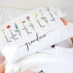 Embrace Family Love – Custom Birth Flower Pillowcase – A Heartfelt Keepsake for Grandma & Mom - Image 4