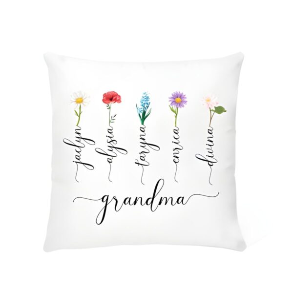 Custom birth flower pillowcase celebrating family love