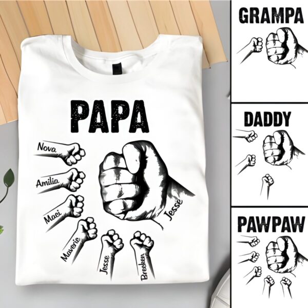 Custom dad and grandpa tee celebrating family strength