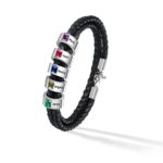 Carry His Story Close – Braided Leather Name & Birthstone Bracelet – For Fathers and Husbands on Special Days - Image 3