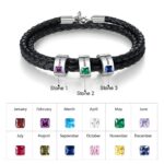 Carry His Story Close – Braided Leather Name & Birthstone Bracelet – For Fathers and Husbands on Special Days - Image 4