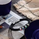 Carry His Story Close – Braided Leather Name & Birthstone Bracelet – For Fathers and Husbands on Special Days - Image 5