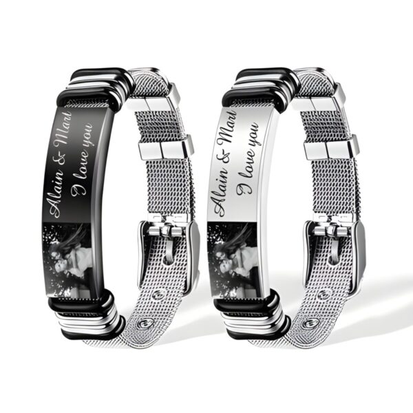 Engraved photo ID bracelet for fathers, a heartfelt keepsake