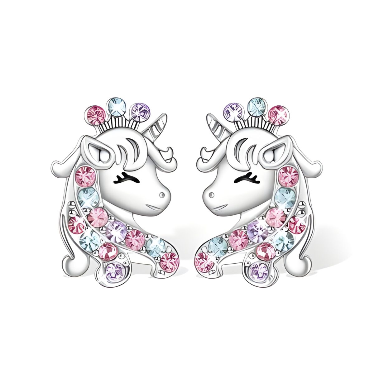Sterling silver unicorn earrings for little princess