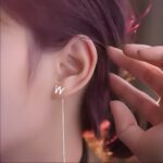 Carry Her Initial Close – Sterling Silver Chain Letter Earrings – A Timeless Treasure for Her - Image 2