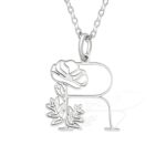 Custom initial and birth flower necklace for her