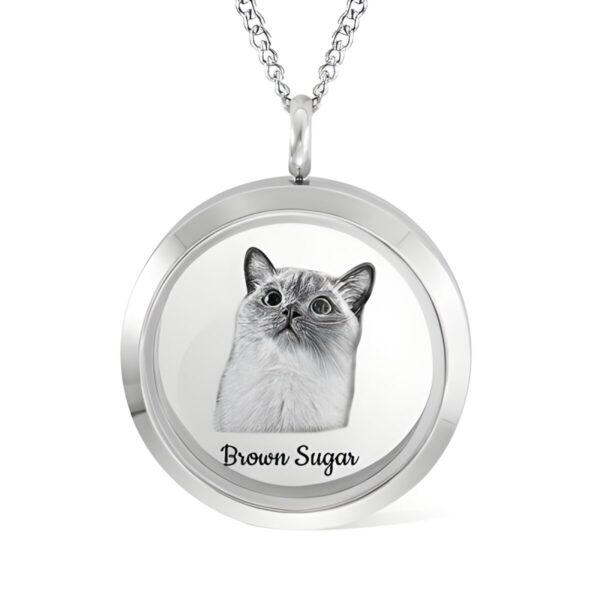 Custom pet urn necklace with photo and name