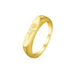 Embrace Your Birth Month’s Bloom – Engraved Floral Signet Ring – A Cherished Token for Her Special Day - Image 2
