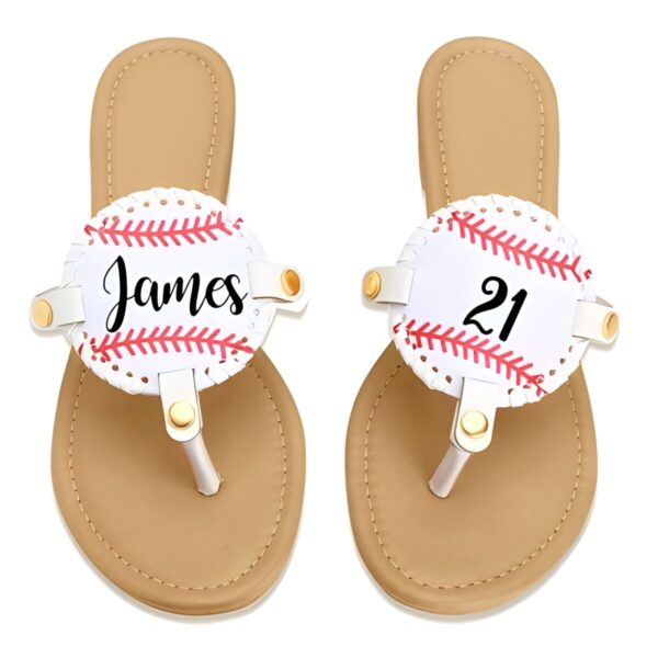 Custom sports flip flops celebrating players and moms