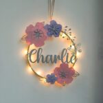 Illuminate Tender Moments – Custom Name Baby Flower Wreath Night Light – A Cherished Keepsake for Her Nursery - Image 3