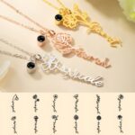 Embrace Your Story – Birth Flower & Photo Projection Necklace – A Cherished Treasure for Her - Image 3