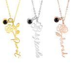 Birth flower photo projection necklace, embrace your story