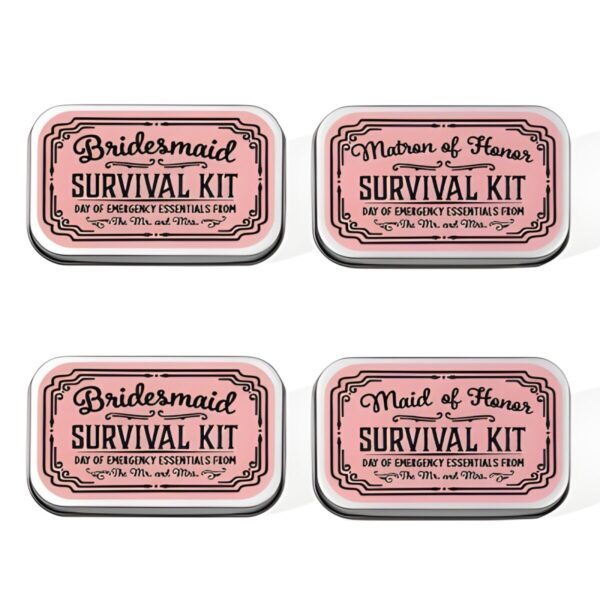 Custom bridesmaid wedding day survival kit tin