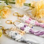 Carry Your Story – Handmade Macrame Keychain with Beaded Names – A Cherished Token for Her Everyday Moments - Image 2