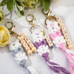 Carry Your Story – Handmade Macrame Keychain with Beaded Names – A Cherished Token for Her Everyday Moments - Image 3