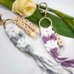 Carry Your Story – Handmade Macrame Keychain with Beaded Names – A Cherished Token for Her Everyday Moments - Image 4