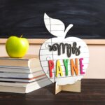 Celebrate Their Impact – Custom Wooden Apple Teacher Sign – A Heartfelt Tribute for Educators' Special Moments - Image 4