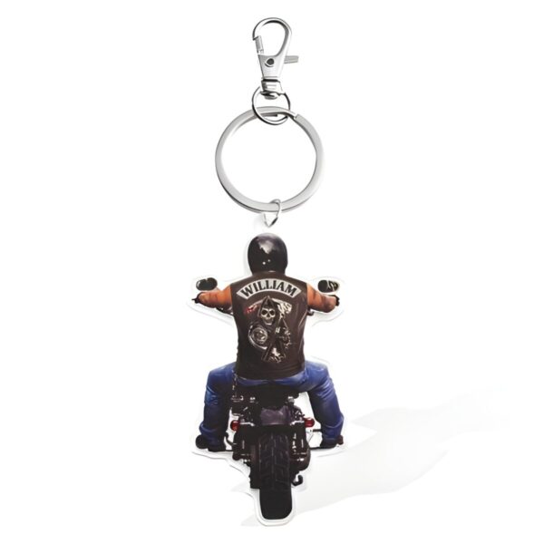 Custom biker acrylic keychain for adventure lovers