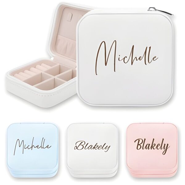 Custom name jewelry travel case for treasured moments