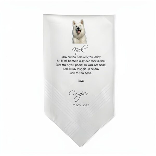 Custom pet photo wedding handkerchief for special moments