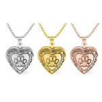Heart-shaped pet paw locket necklace for cherished memories