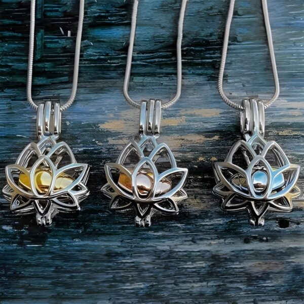 Lotus cremation urn necklace for cherished memories