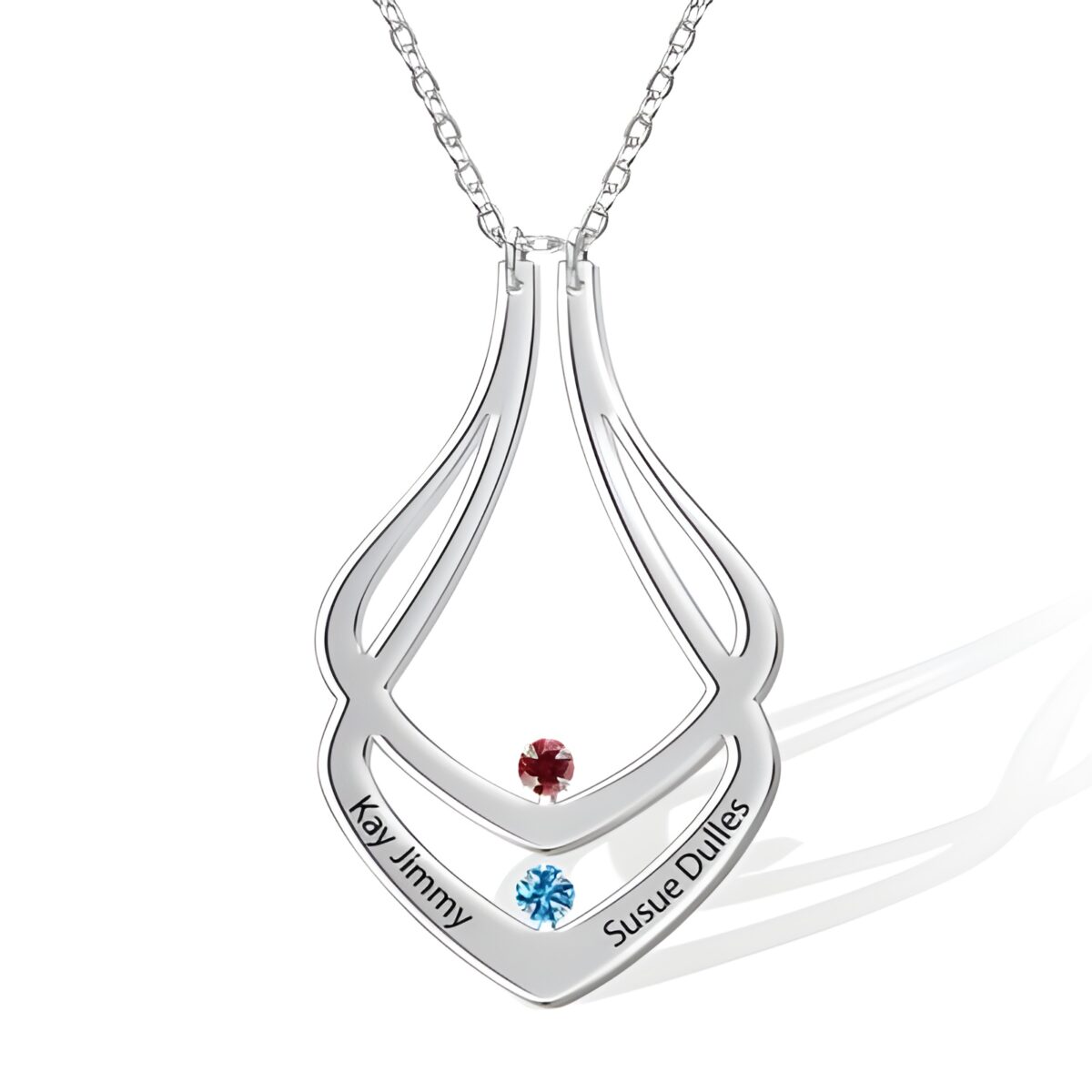 Custom ring holder necklace with birthstone for her