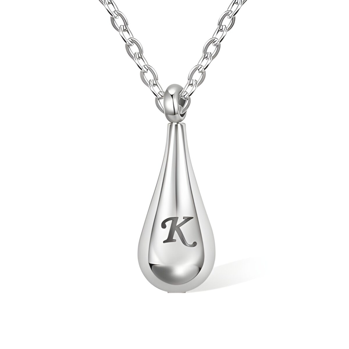 Engraved teardrop urn necklace for cherished memories