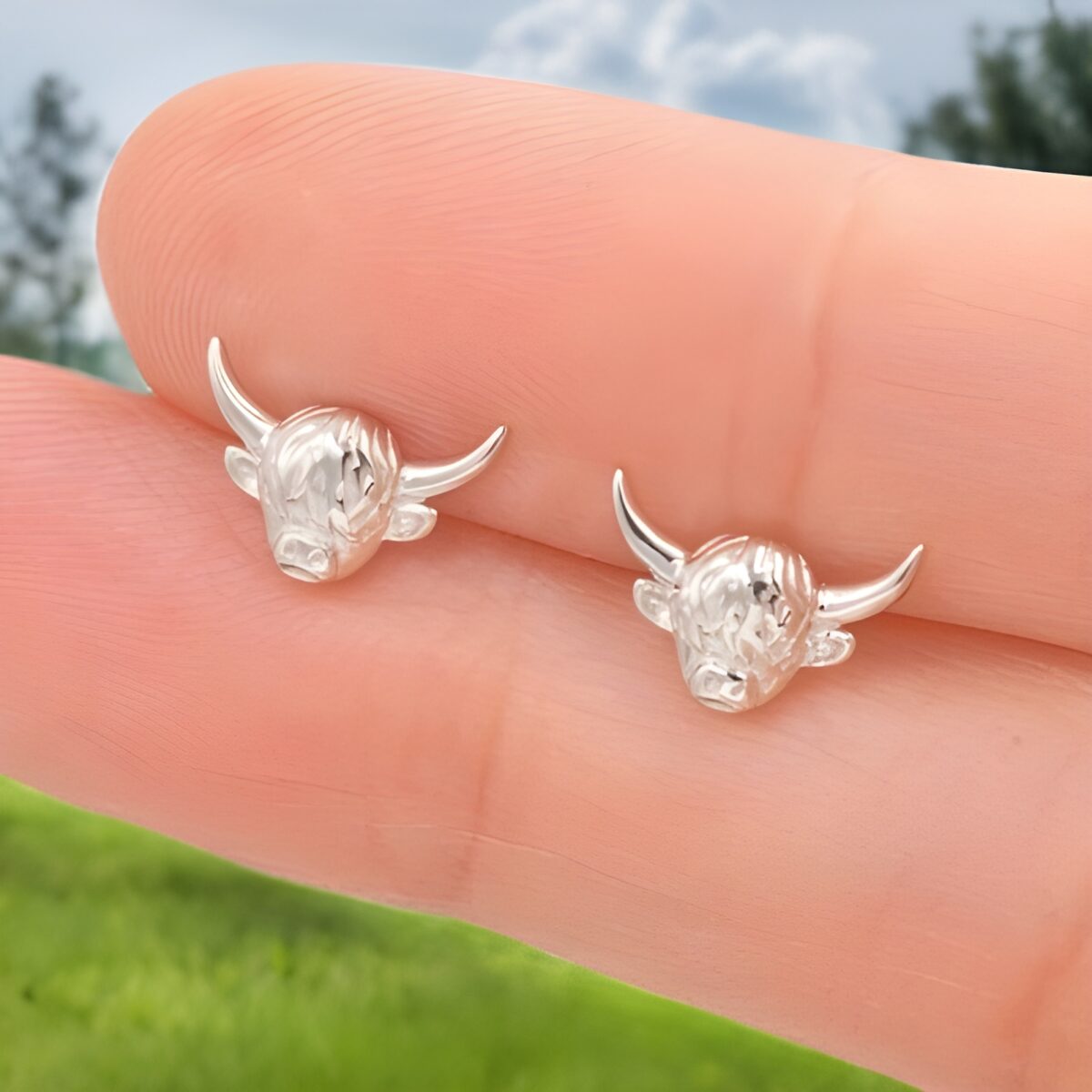 PG974_featured Highland Cow Earrings for Animal Lovers in sterling silver