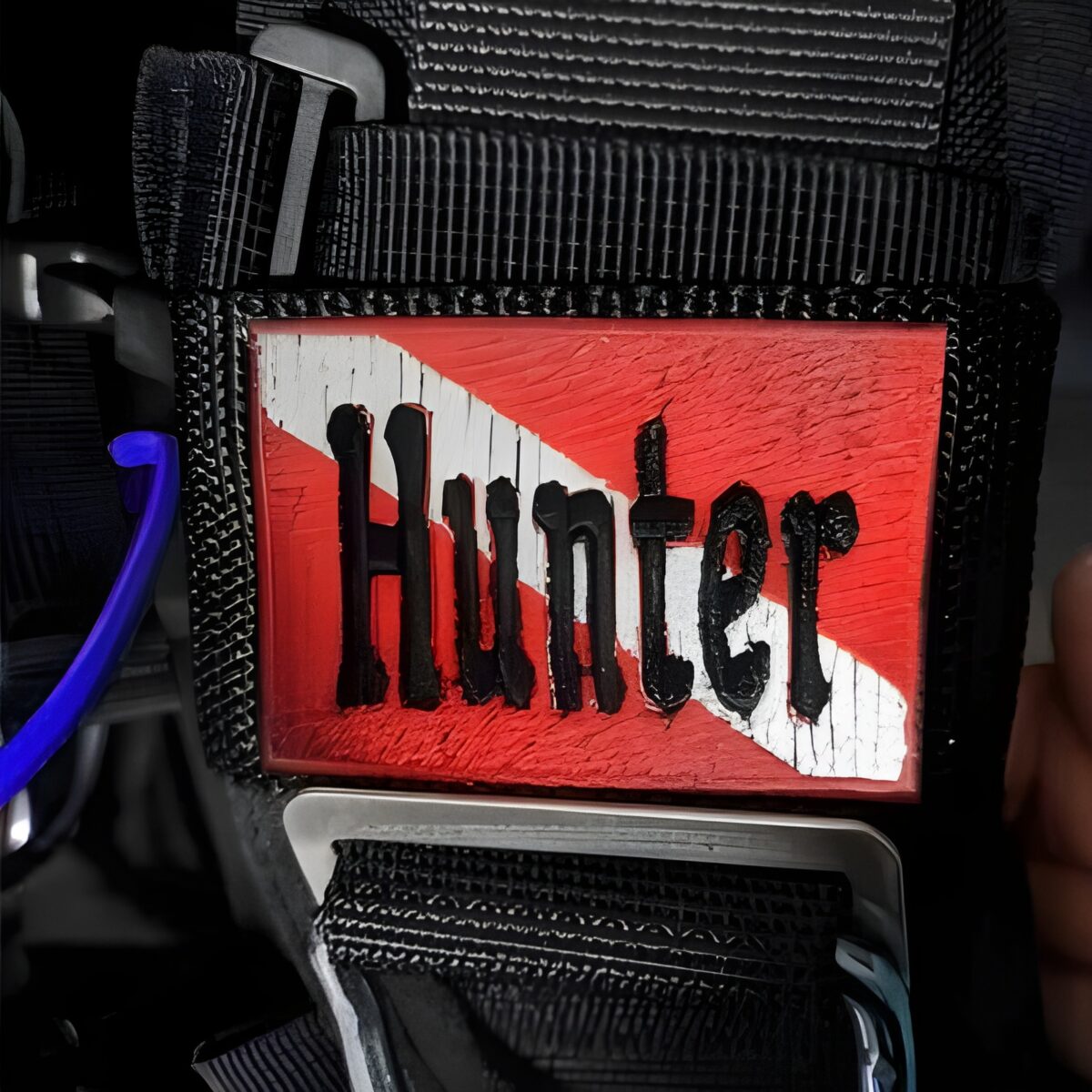 Custom embroidered scuba BCD name tag for divers