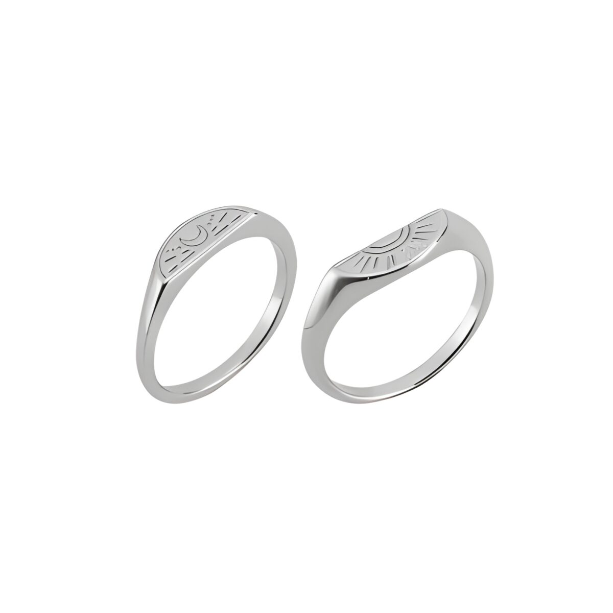Sun and Moon Promise Ring Set for couples