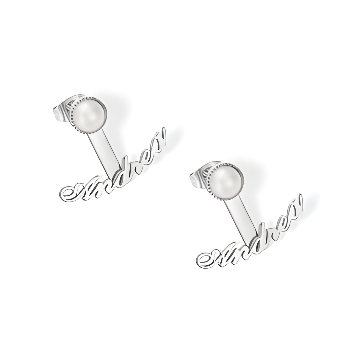 Custom name pearl stud earrings for a personal touch
