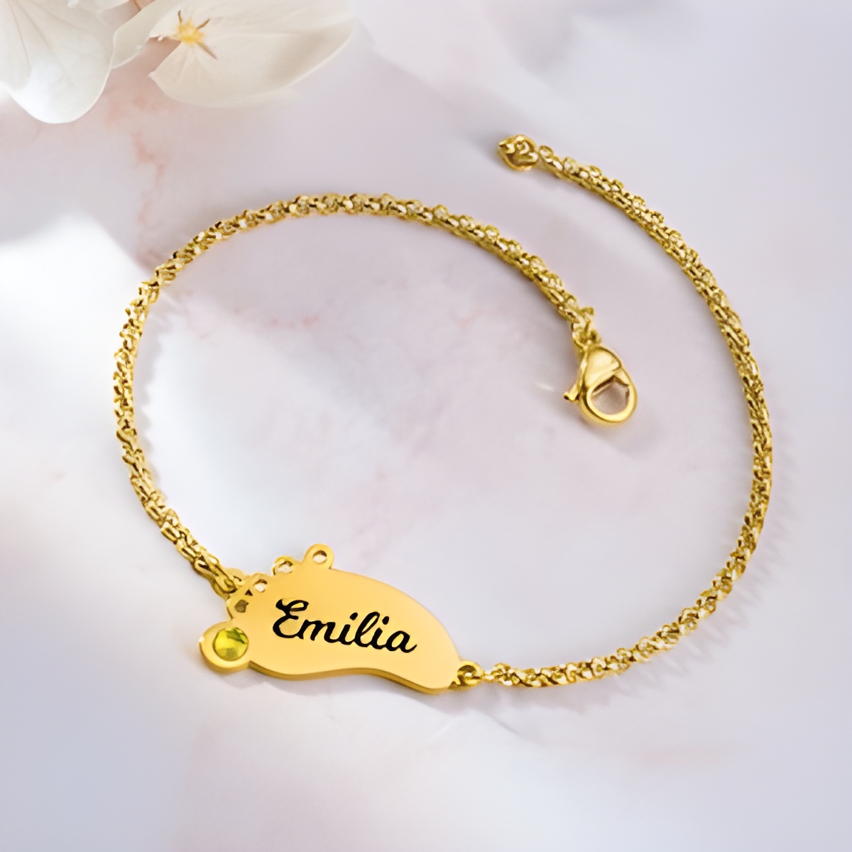 Birthstone foot bracelet gift celebrating your story