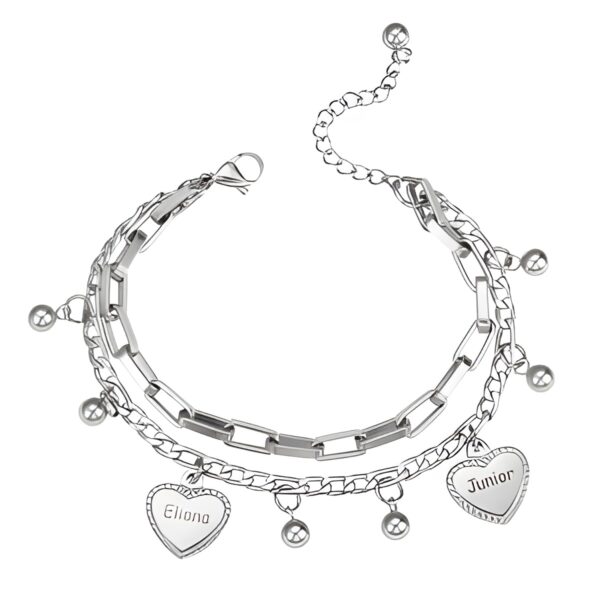 Double layer heart bracelet for cherished memories