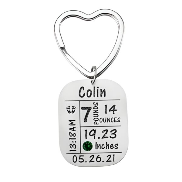 Birthstone keychain keepsake for newborn moments