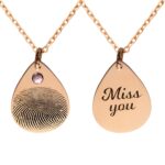 Embrace Every Moment – Water Drop Necklace with Birthstone & Fingerprint – A Cherished Gift for Loved Ones - Image 2
