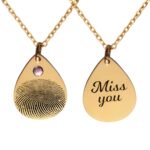 Embrace Every Moment – Water Drop Necklace with Birthstone & Fingerprint – A Cherished Gift for Loved Ones - Image 3