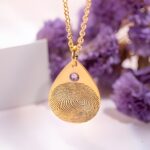 Embrace Every Moment – Water Drop Necklace with Birthstone & Fingerprint – A Cherished Gift for Loved Ones - Image 4