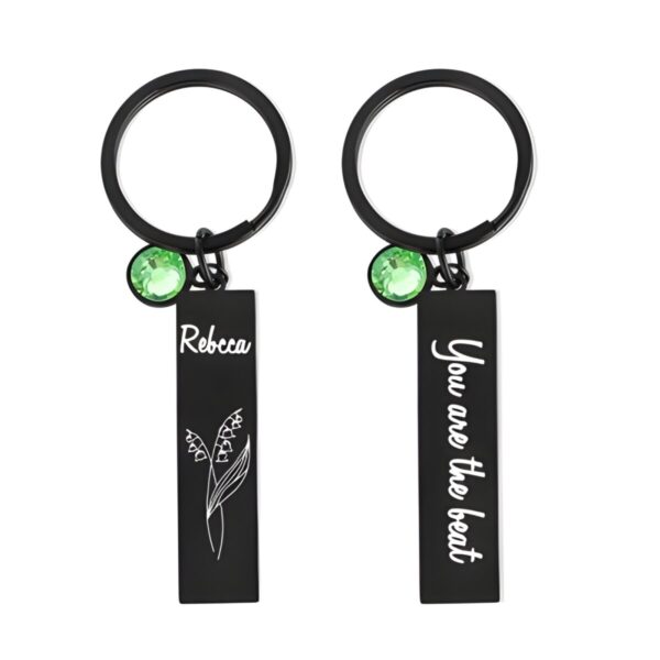 Personalized birth flower keychain for women