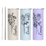 Custom birth flower travel tumbler for cherished moments