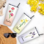 Embrace Every Sip – Custom Birth Flower Stainless Steel Tumbler – A Cherished Keepsake for Loved Ones - Image 2