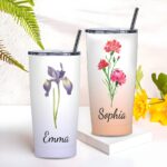 Embrace Every Sip – Custom Birth Flower Stainless Steel Tumbler – A Cherished Keepsake for Loved Ones - Image 3