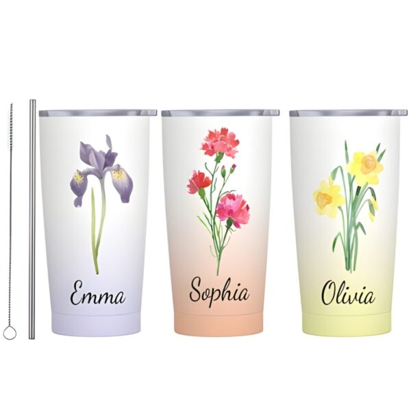 Custom birth flower tumbler for heartfelt gifting