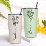 Embrace Your Story – Birth Flower & Name Travel Tumbler – A Cherished Companion for Her Special Moments - Image 3